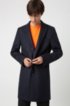 Virgin-wool-blend coat with knitted stand collar, Dark Blue