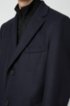 Virgin-wool-blend coat with knitted stand collar, Dark Blue