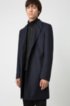 Virgin-wool-blend coat with knitted stand collar, Dark Blue