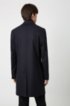 Virgin-wool-blend coat with knitted stand collar, Dark Blue