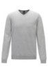 Virgin-wool V-neck sweater with logo embroidery, Grey