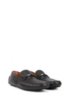 Driver moccasins in embossed leather with extended lug sole, Black