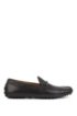 Driver moccasins in embossed leather with extended lug sole, Black