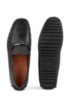 Driver moccasins in embossed leather with extended lug sole, Black