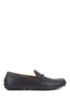 Driver moccasins in embossed leather with extended lug sole, Dark Blue