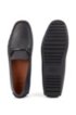 Driver moccasins in embossed leather with extended lug sole, Dark Blue