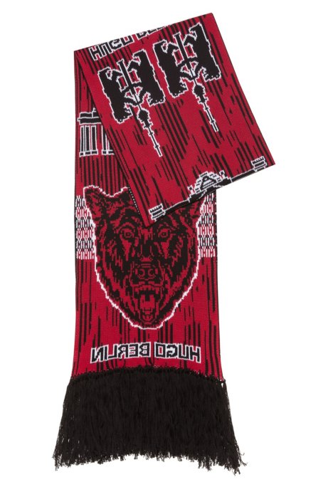 Cotton scarf with collection motifs, Patterned