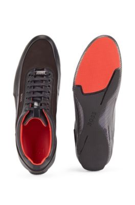 hugo boss trainers in leather and carbon fibre