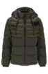 Lightweight jacket in water-repellent fabric with removable hood, Dark Green