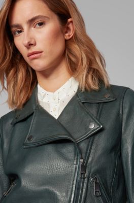 hugo boss green leather jacket