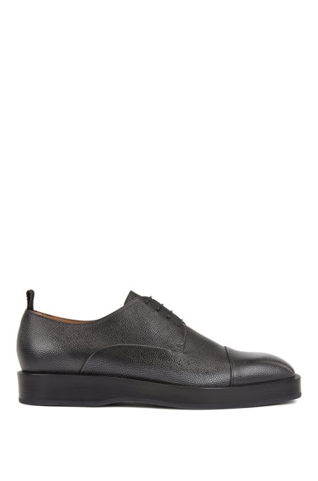 Derby shoes in Scotch-grain calf leather, Brown