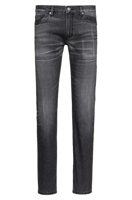 Slim-fit jeans in black comfort-stretch denim, Anthracite