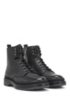 Lace-up boots in Scotch-grain leather with contrast lug sole, Black
