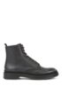 Lace-up boots in Scotch-grain leather with contrast lug sole, Black