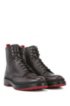 Lace-up boots in Scotch-grain leather with contrast lug sole, Dark Brown