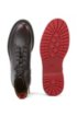 Lace-up boots in Scotch-grain leather with contrast lug sole, Dark Brown