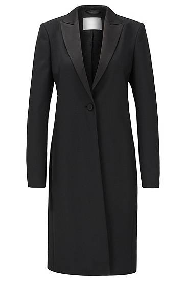 HUGO BOSS Tuxedo-style coat in Italian virgin-wool twill