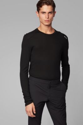 BOSS - Slim-fit T-shirt in merino-wool mesh