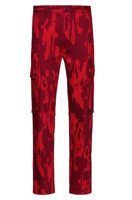 Regular-fit cargo trousers with camouflage print, Patterned