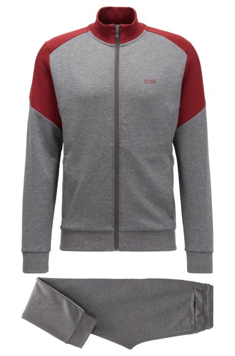 Regular-fit tracksuit with colour-blocking, Grey
