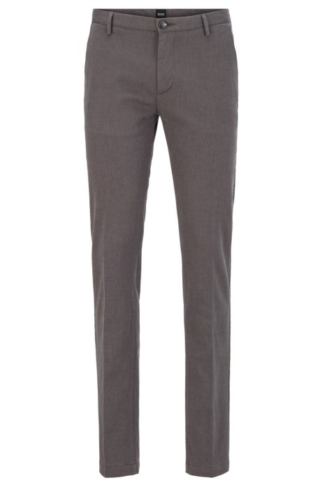Slim-fit chinos in micro-patterned stretch cotton, Grey