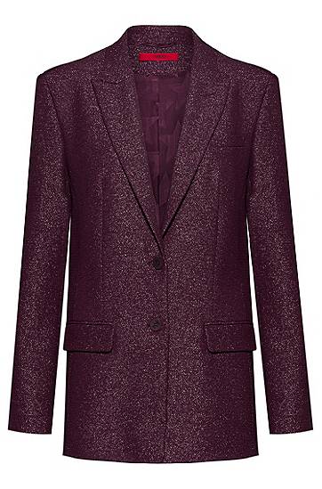 Hugo Regular-fit Single-breasted Jacket In Sparkling Fabric In Purple