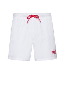 white swim shorts