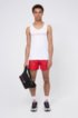 Quick-dry swim shorts with reversed-logo print, Red