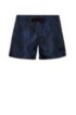 Quick-dry short-length swim shorts with camouflage print, Dark Blue