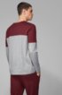 Long-sleeved colour-block pyjama T-shirt in cotton-blend jersey, Dark Red
