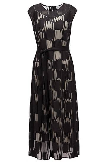 HUGO BOSS Layered dress in lightweight fabric with broken-dot motif
