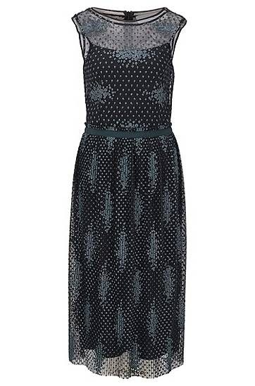 HUGO BOSS Sleeveless dress in embroidered tulle with dot motif