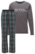 Gift-boxed pyjama set in cotton with heat-seal logo, Dark Grey