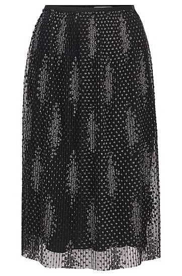 HUGO BOSS Pleated A-line skirt in sparkly embroidered tulle 