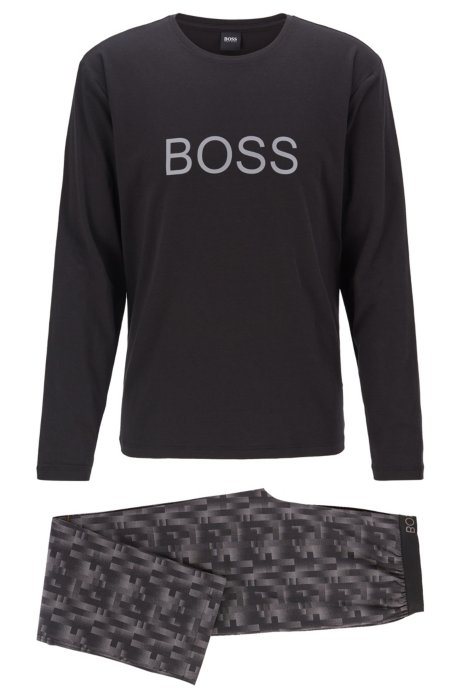 Gift-boxed pyjama set in pure cotton, Black