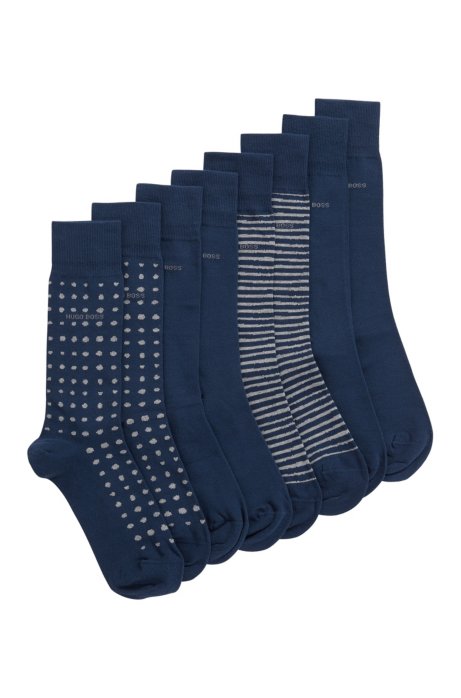 Four-pack of gift-boxed regular-length socks, Dark Blue