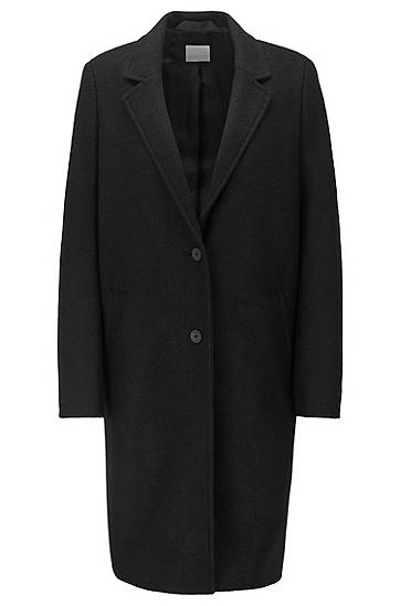 Hugo Boss Regular-fit Blazer-style Coat In Boiled Wool In Black