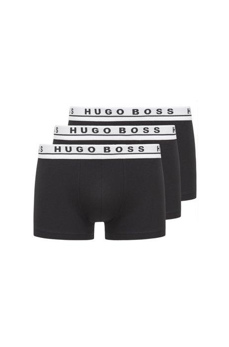 Three-pack of trunks with logo waistbands, Black