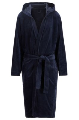 BOSS - Hooded dressing gown in velour 