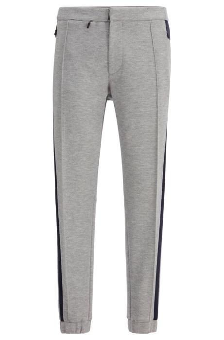 Tapered-fit jogging trousers in Italian jersey, Light Grey