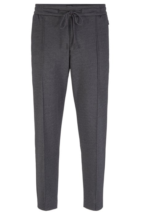 Tapered-fit trousers in printed jersey with cropped length, Grey