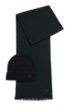 Hat and scarf set in cashmere-touch wool, Black