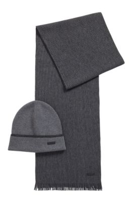 Hat and scarf set in cashmere-touch wool