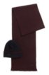 Hat and scarf set in cashmere-touch wool, Dark Red