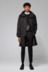 Water-repellent hooded coat with detachable lining, Black