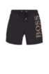 Quick-dry swim shorts with metallic logo print, Black