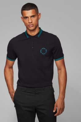 Cotton-piqué polo shirt with circular logo