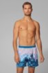Quick-dry swim shorts with abstract photographic print, Blue