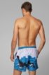 Quick-dry swim shorts with abstract photographic print, Blue