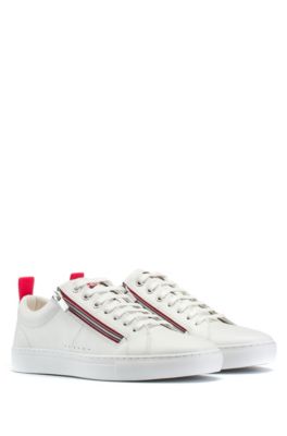 Low-top leather trainers with zip 